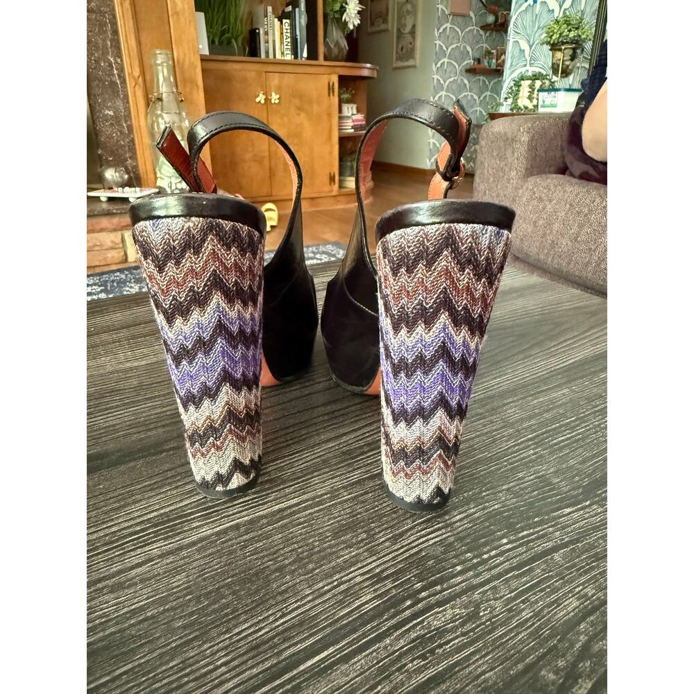 MISSONI Made in Italy Platform Slingback Purple Peep Toe Heels Sz. 37 - Picture 2 of 8